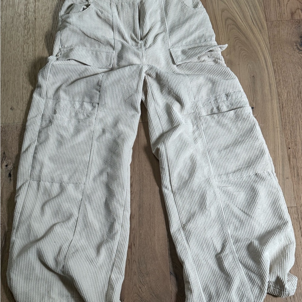 Beige Corduroy Cargo Pants